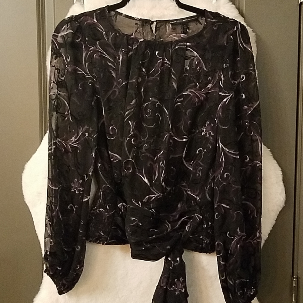Sheer floral swirl tie top
